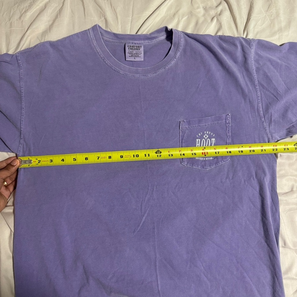 Comfort Colors Vintage-Style Washed Purple “Hoot & Holler” Short Sleeve T-Shirt - Picture 6 of 7